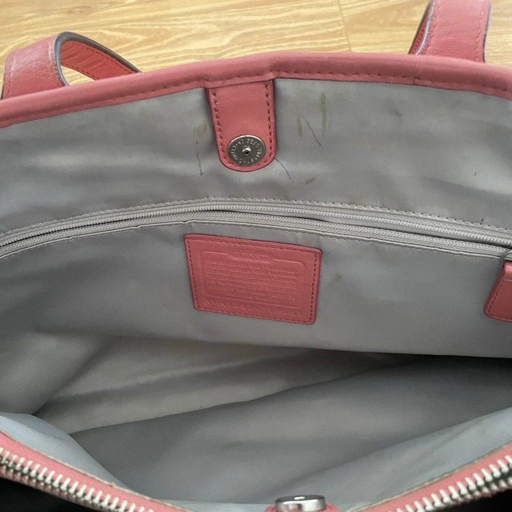 Coach 19681 Perforated Leather Carryall Satchel‎ Shoulder Bag Tote Coral Pink